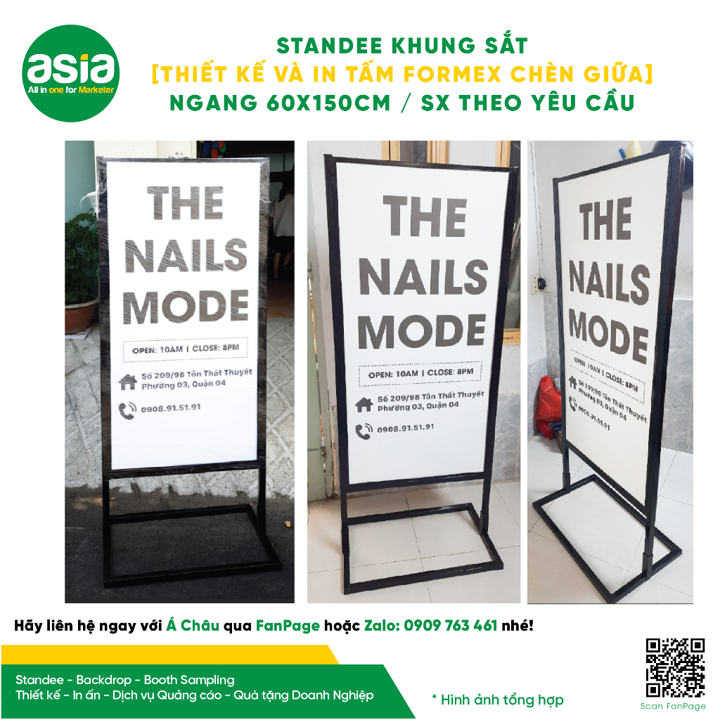 Standee khung sắt Ngang 60cm x Cao 150cm