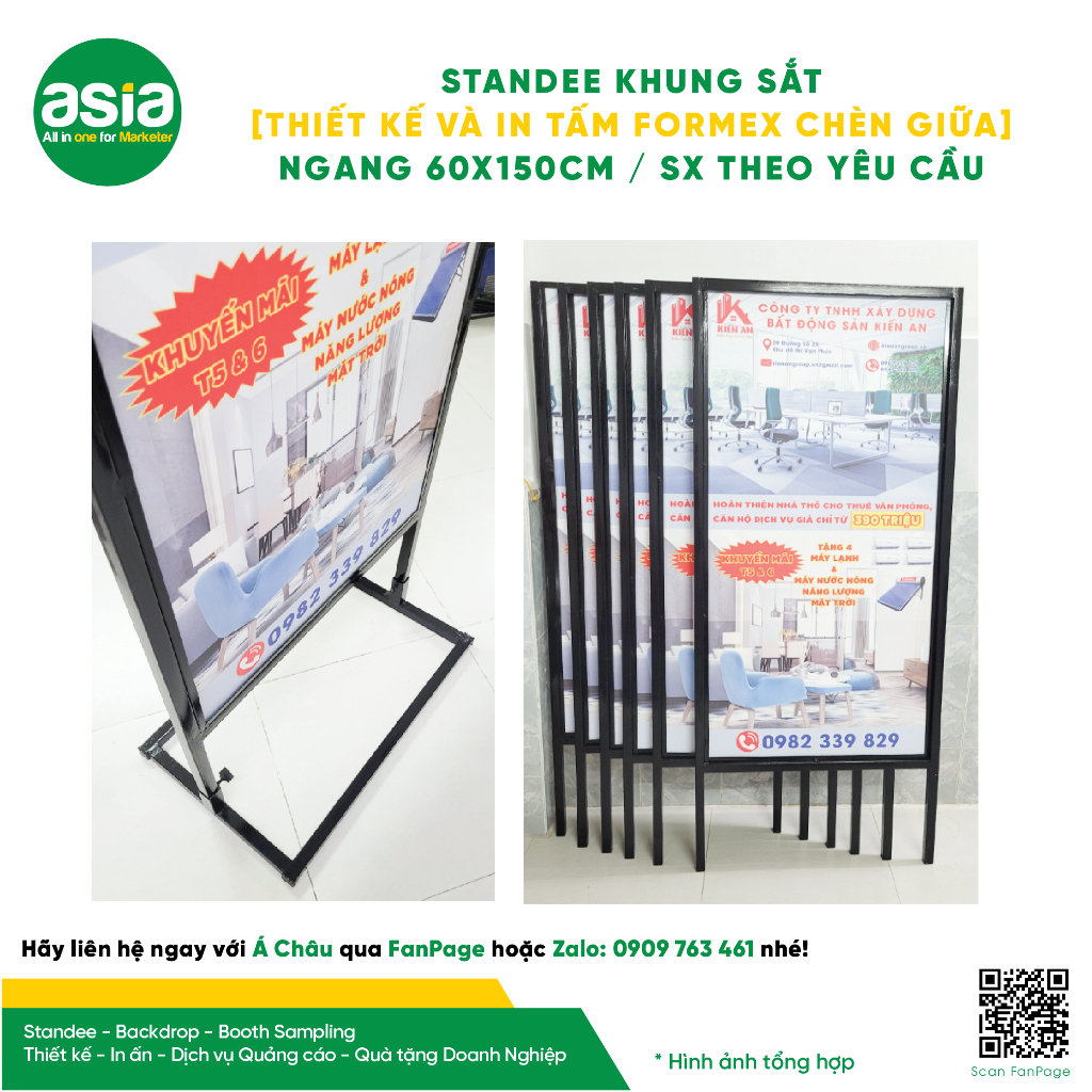 Standee khung sắt Ngang 60cm x Cao 150cm