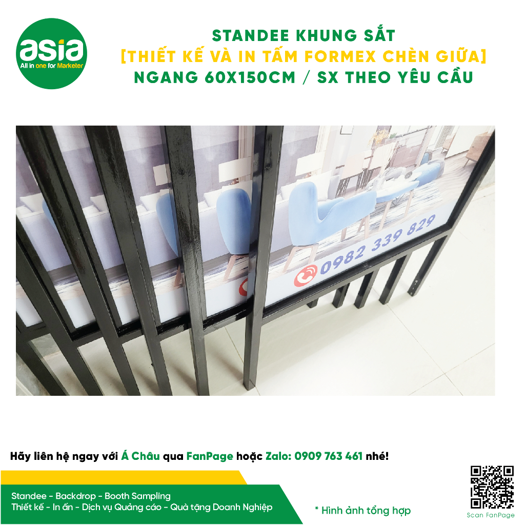 Standee khung sắt Ngang 60cm x Cao 150cm
