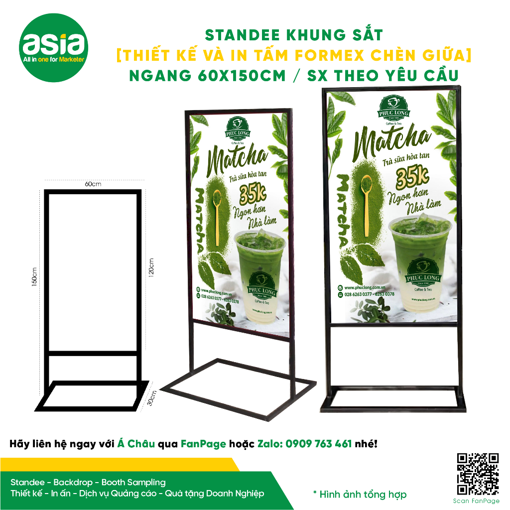 Standee khung sắt Ngang 60cm x Cao 150cm