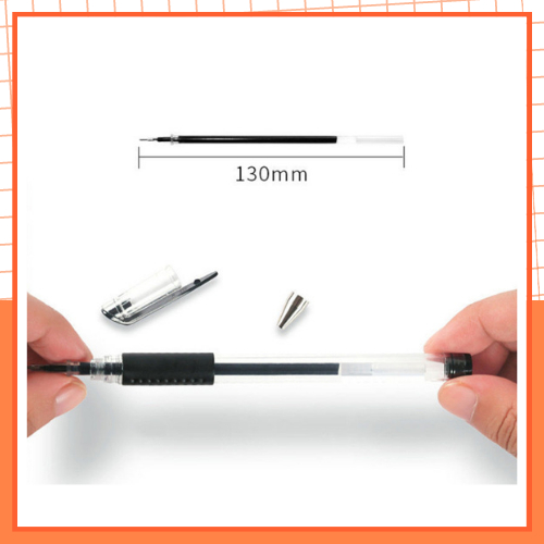 Combo 10 Ngòi Bút Gel MEKI Ruột Bút Gel 0,5mm 13cm Đủ Màu Đen Đỏ Xanh, Lắp Vừa Bút Gel Nắp Cài