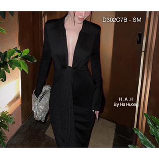 Đầm cổ V tay dài cao cấp