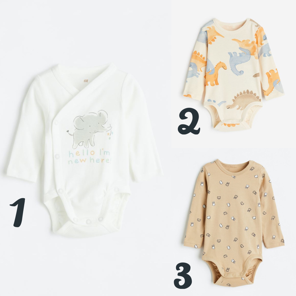 Bodysuits dài tay, 100% cotton mềm mại, hàng  UK US JP săn SALE