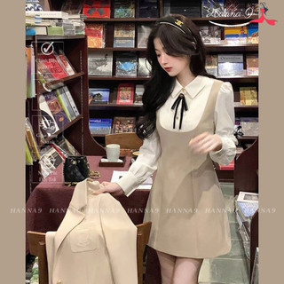 Váy nư xinh tiểu thư chữ A phối áo khoác kiểu dáng hàn quốc Đầm nũ xinh tiểu thư dự tiệc thu đông sang chảnh