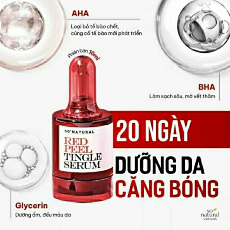 Tinh chất peel da mini 11ml Red peel Tingle Serum giúp loại bỏ tế bào chết, tái tạo da, không bong tróc