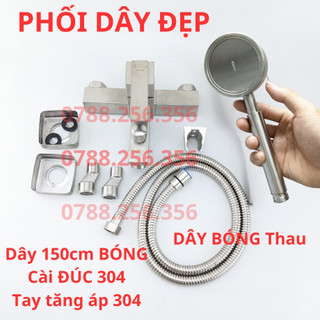 Bộ củ sen tắm vuông nóng lạnh inox 304 cao cấp đủ phụ kiện inox 304, có lựa chọn sss