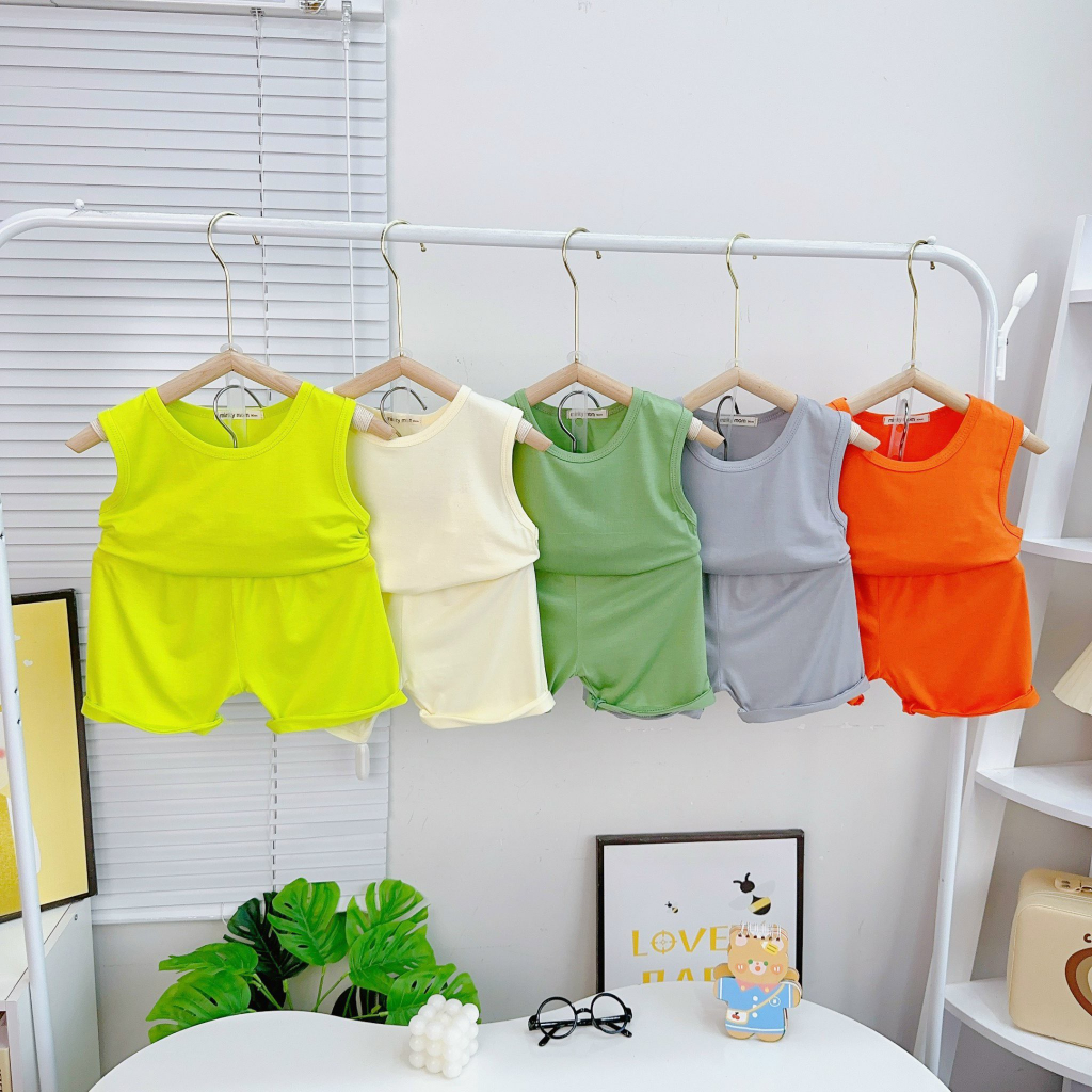 Bộ ba lỗ trơn  Minky Mom, màu sắc tươi sáng, vải thun lạnh mềm mát cho bé yêu