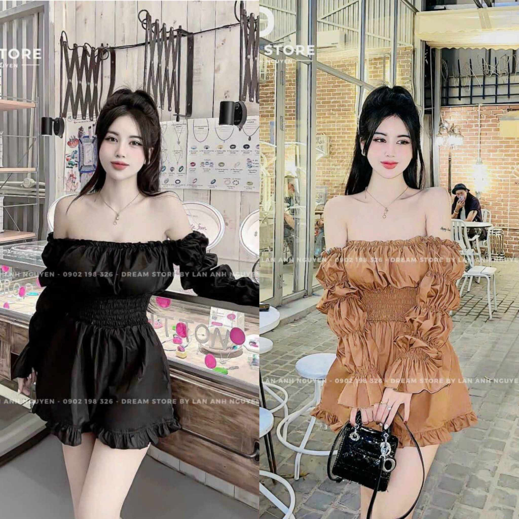Jum nữ dáng trễ vai tay dài sang trọng quyến rũ