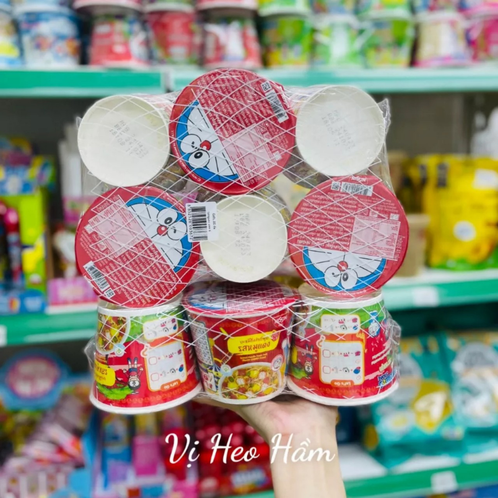 Lốc 6 Hộp Mì tôm DOREMON NISSIN Thái Lan cho bé hộp 40gam Date 01/2024