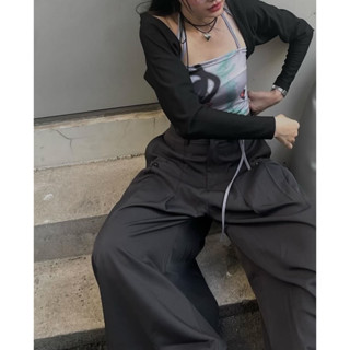  | HÌNH THẬT ĐỘC QUYỀN CUBEDLEMON | Quần ống siêu rộng giả váy nút trước 