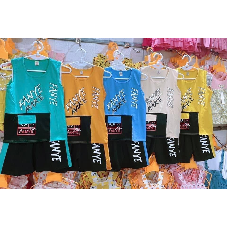 Bộ quần áo trẻ em, bộ cotton bé trai phong cách hiphop 14-36kg