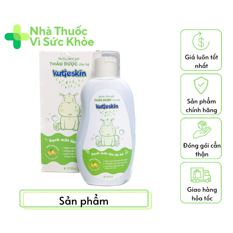 ✅ Nước Tắm Gội Thảo Dược Kutieskin Cho Bé, Giúp Sạch Mát, Dưỡng Ẩm, Làm Mềm Mịn Làn Da Bé