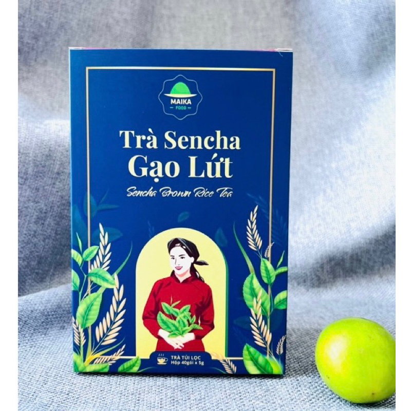 Trà Gạo Lứt Giảm Cân, Trà Xanh Secha, Gạo Lứt Hộp 40 Túi Lọc - Maika Food