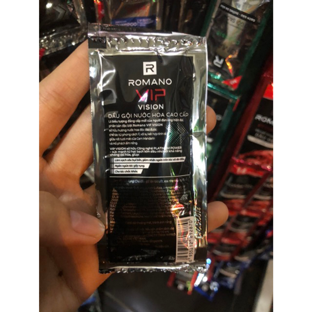 Dây 12 gói dầu gội Romano nước hoa cao cấp Vip Passion 7g/gói