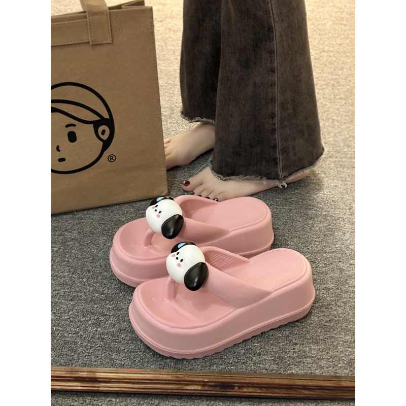 Dép Kẹo Nữ Hình Mặt Cún cao 7cm chống trơn trượt, siêu nhẹ