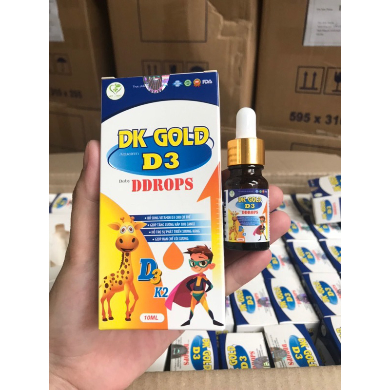 Vitamin D3 K2 MK7 hàm lượng cao D3 100.000iu DK GOLD D3 Canxi D3 nhỏ giọt cho trẻ sơ sinh Aquatrim D3 chai 10m