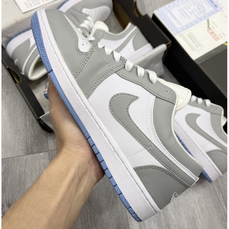 Giày Nike_Jordan Xám Đế Xanh Cổ Thấp , Giày Jordan 1 Low Grey Bản Đẹp Full Box Bill