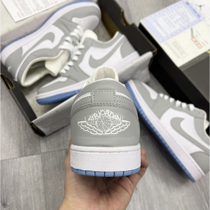 Giày Nike_Jordan Xám Đế Xanh Cổ Thấp , Giày Jordan 1 Low Grey Bản Đẹp Full Box Bill