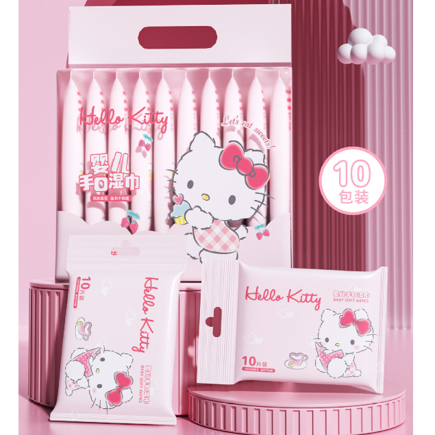 Khăn ướt Hello Kitty, Frozen gói 80 chiếc
