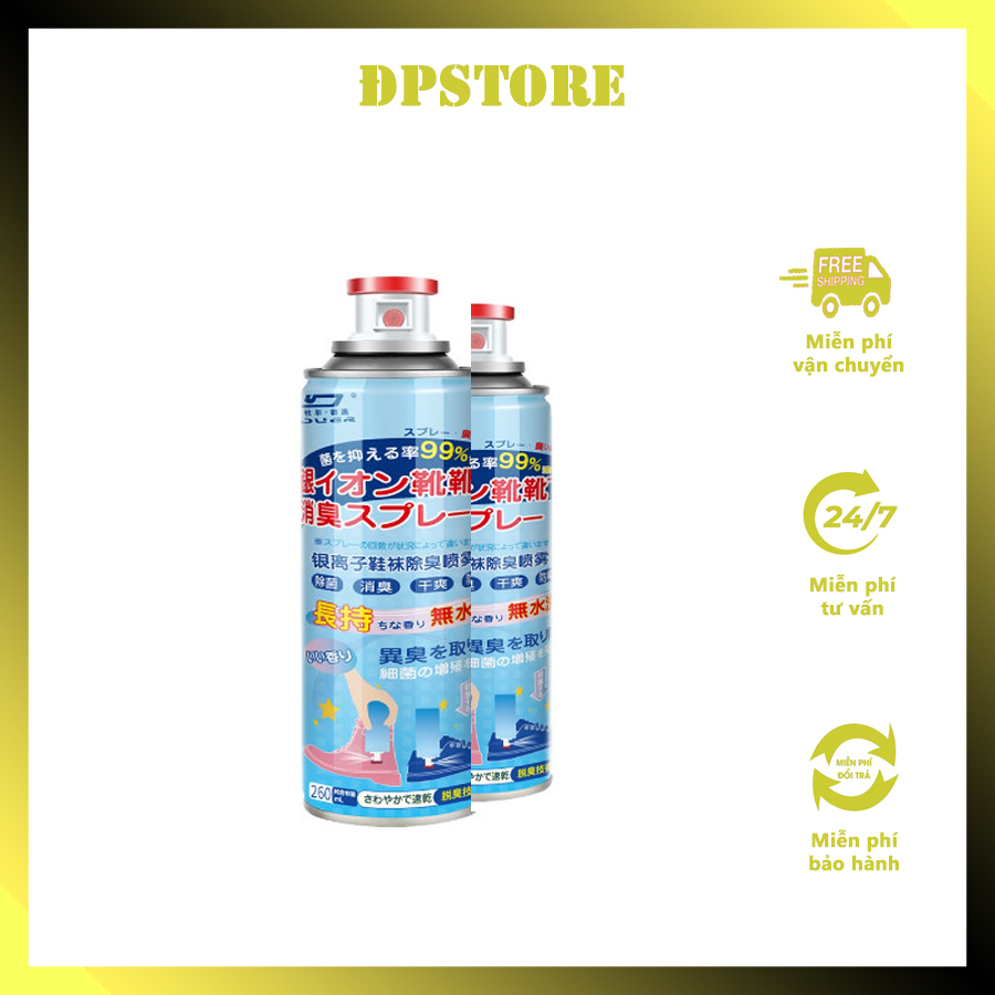Chai xịt khử mùi Nano, bình xịt khử mùi giày dép 260ml. Chống hôi chân, diệt khuẩn hiệu quả.