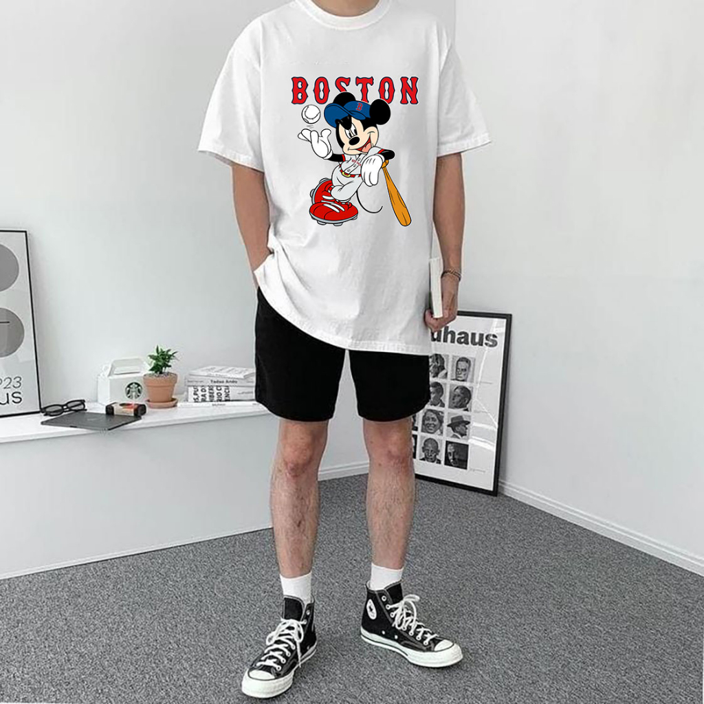 Áo Thun Bóng Chày  Unisex Áo Chuột Mickey Bóng Chày Cực Đẹp Chất Vải Mềm Mịn Co Giãn Thoáng Mát