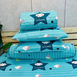 Drap cotton 100% , ga trải giường cao cấp chuẩn LOGO CTY mẫu SAO XANH NGỌC (ảnh thật)