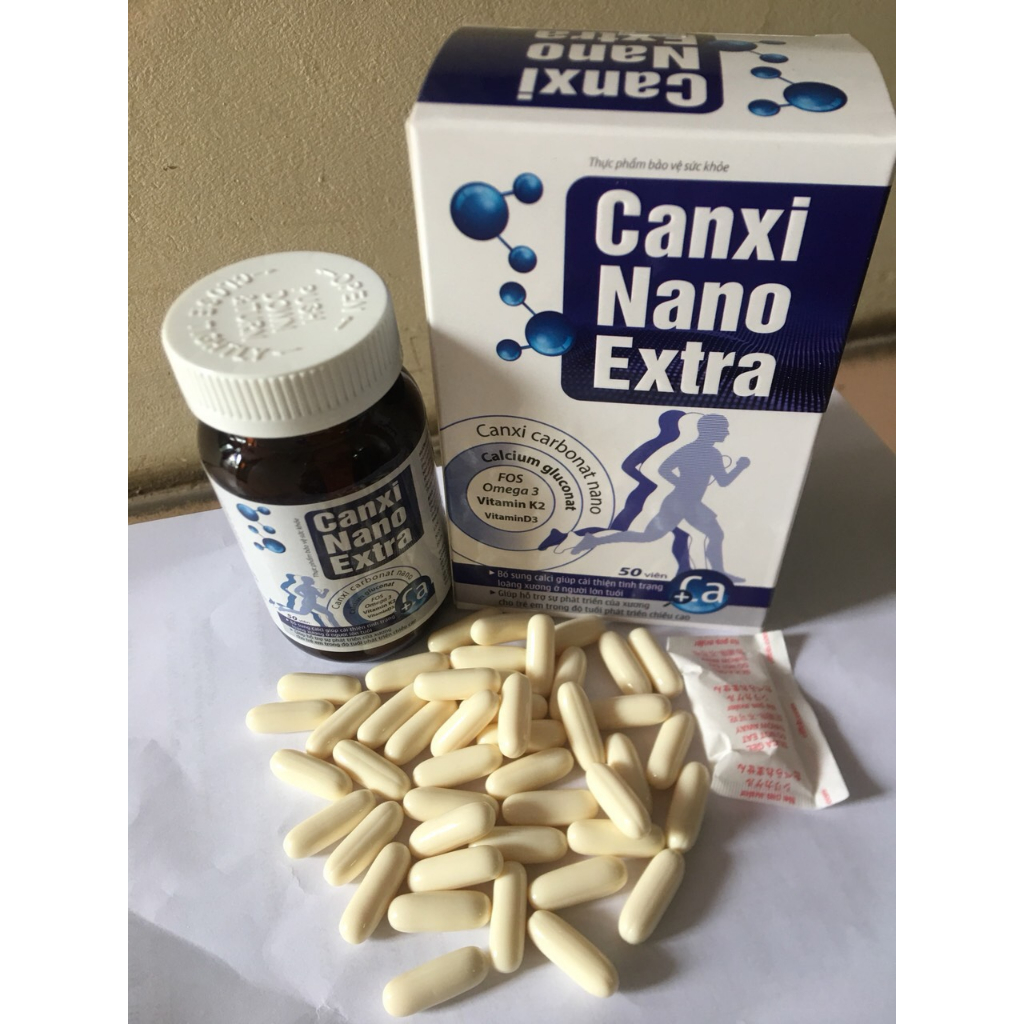 Viên uống bổ sung canxi CALCI NANO Extra - bổ sung canxi, vitamin D3, K2 giúp xương chắc khỏe, ngừa loãng xương - Hộp 50