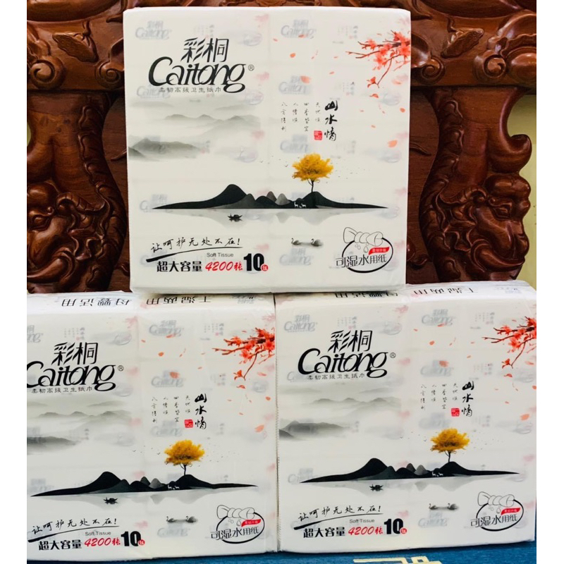 Giấy ăn cao cấp Cai.tong 1 xách 10 gói, 4200 tờ, 1500gram
