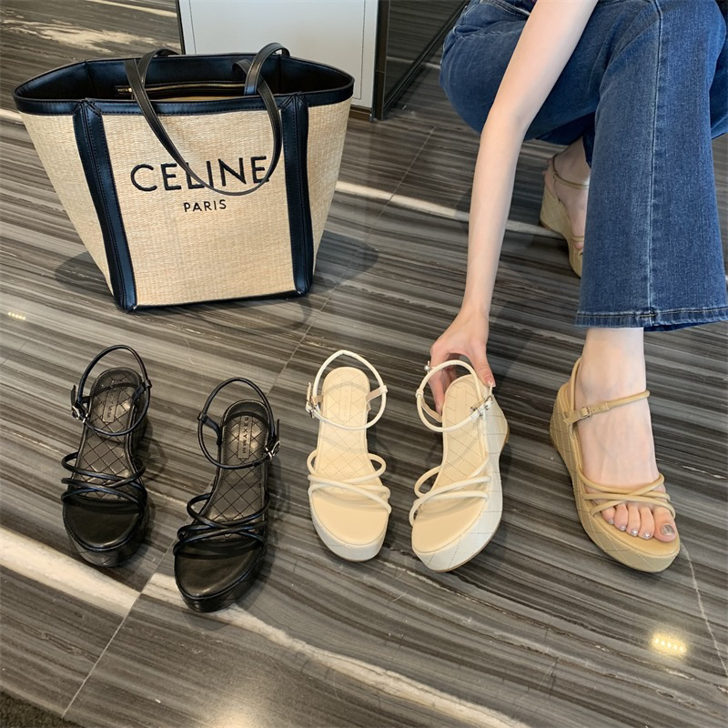 GIÀY SANDAL ĐẾ XUỒNG TRẦN TRÁM QUAI HẬU FULL BOX LOẠI 1