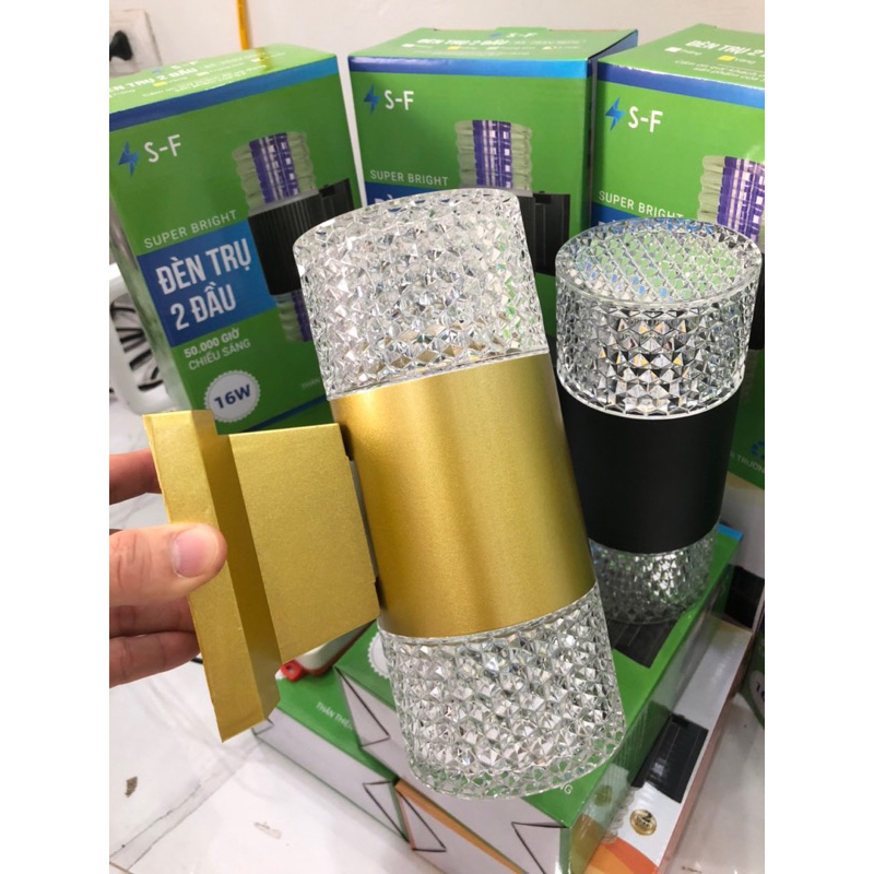 Giảm sốc ]ĐÈN TRANG TRÍ trụ tròn PHA LÊ cao cấp 3 màu ánh sáng Bh 1 NĂM