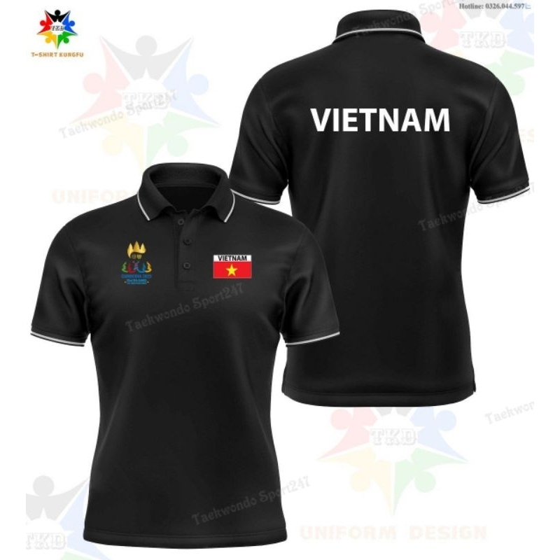 Áo seagame 32, áo Polo thể thao vải thoáng thấm hút mồ hôi siêu tốt