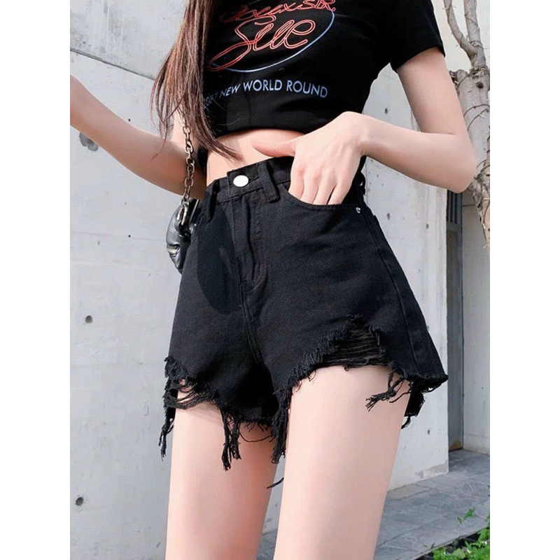Quần Sọt Jeans đen rách BIGSIZE [55_90]