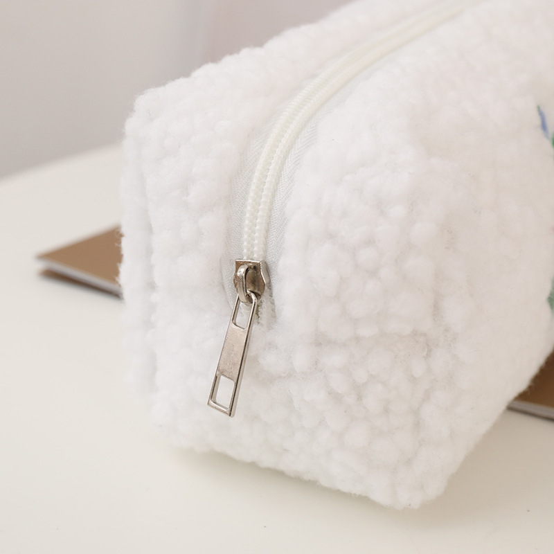 Túi Đựng Bút SIZE ĐẠI Chất Bông Xoăn Thêu Hình Hoa TUYLIP Hot Trend Hộp Bóp Viết Chống Nước Mỹ Phẩm Peach home 1k Rẻ