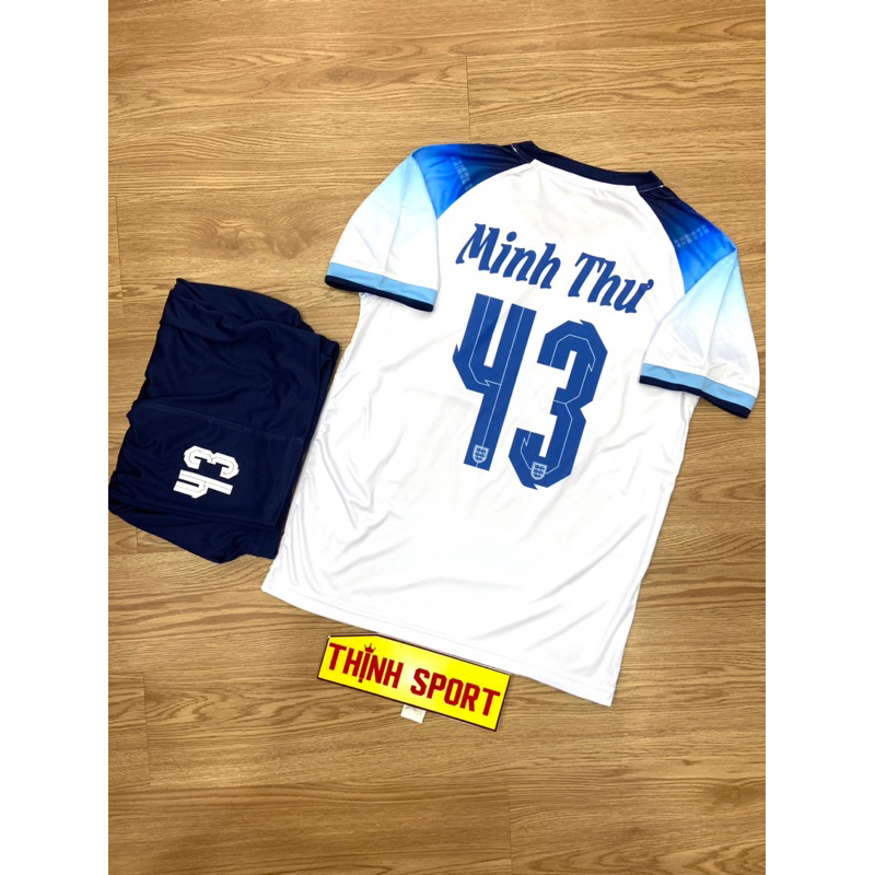 Bộ quần áo đá banh, bóng đá tuyển Anh, in tên số theo yêu cầu