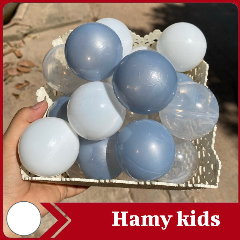 Bóng nhựa cho bé, bóng nhựa decor chụp ảnh,sự kiện tông màu trắng xám nhựa cao cấp sz 5,5cm