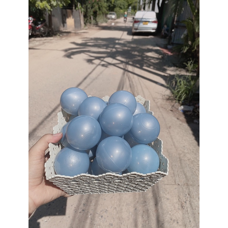 Bóng nhựa cho bé, bóng nhựa decor chụp ảnh,sự kiện tông màu trắng xám nhựa cao cấp sz 5,5cm