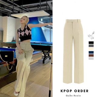 Quần tây ống suông rộng cạp cao ROSE chất ruby cao cấp vải mềm mại tôn dáng