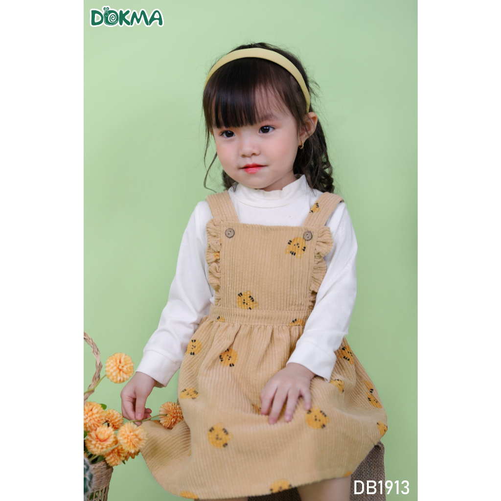 DB1913 Váy yếm nhung tăm bé gái Dokma