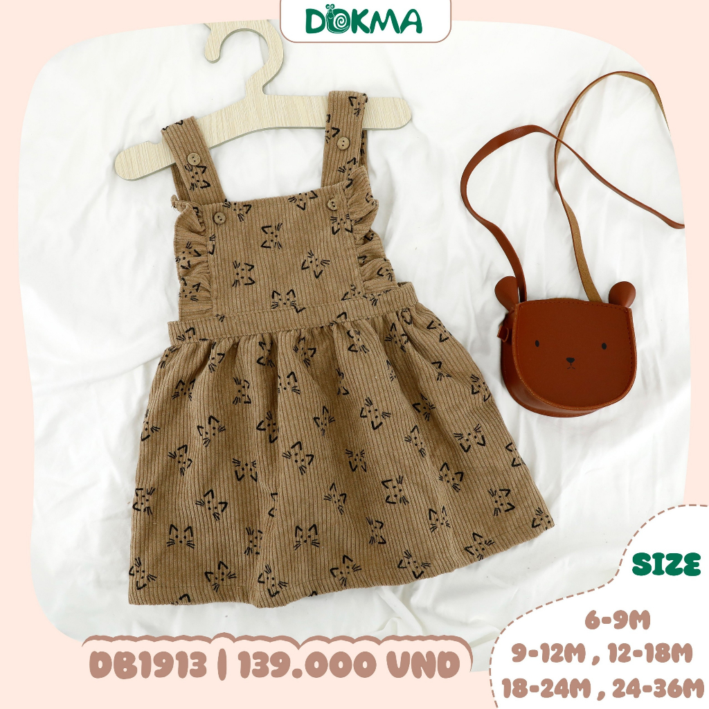 DB1913 Váy yếm nhung tăm bé gái Dokma