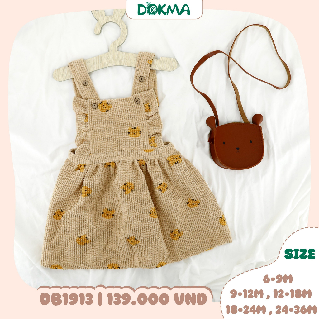 DB1913 Váy yếm nhung tăm bé gái Dokma