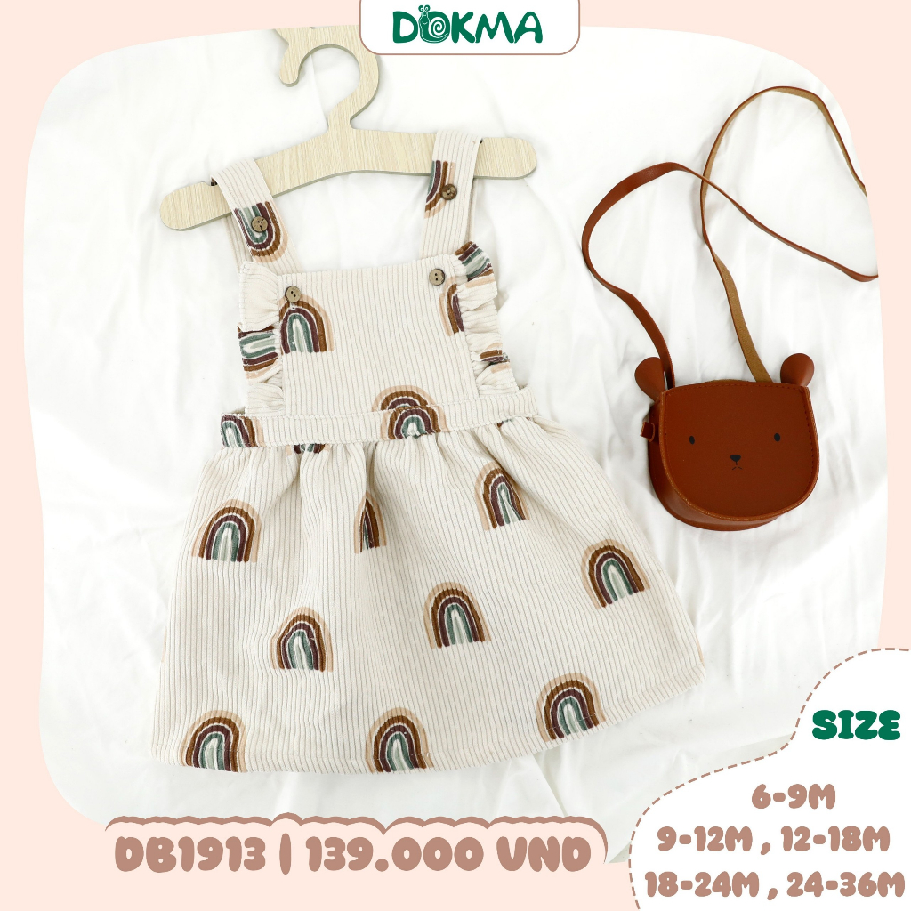 DB1913 Váy yếm nhung tăm bé gái Dokma