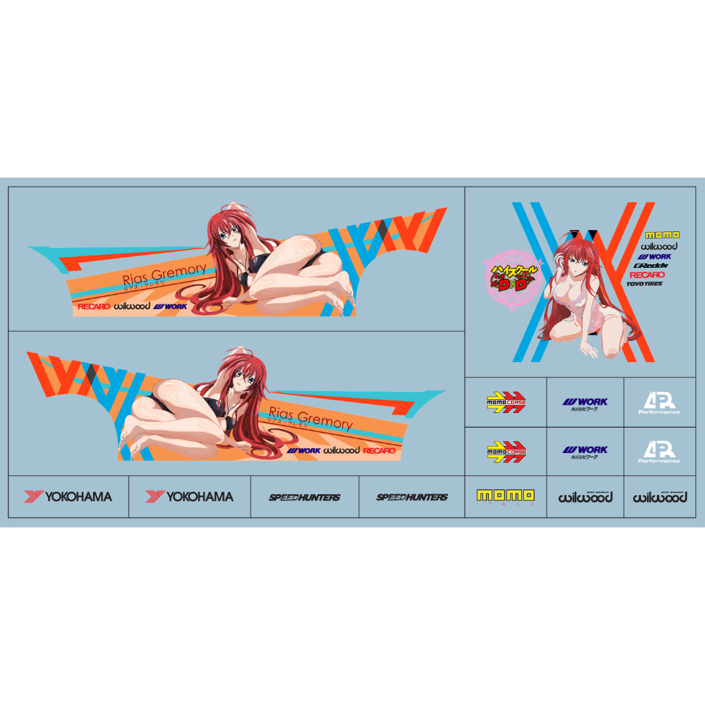 HT24workshop - Decal nước Rias Gremory x Darling in the Franxx cho xe mô hình 1:64 (DARK TONE)