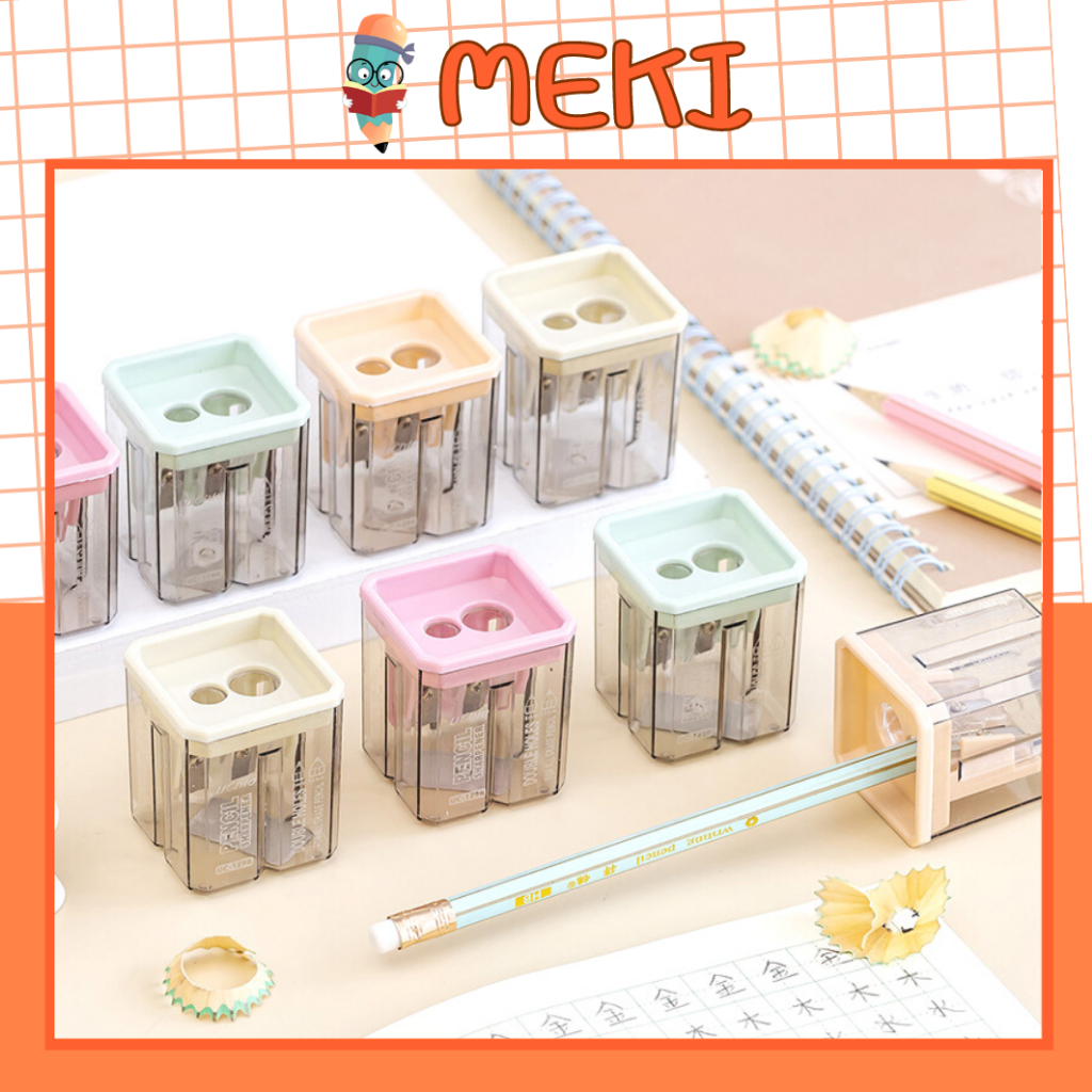 Đồ Gọt Bút Chì MEKI, Đồ Chuốt Bút Chì Trong Suốt Đơn Giản, Màu Pastel Dễ Thương, Đồ Dùng Học Tập Cho Học Sinh