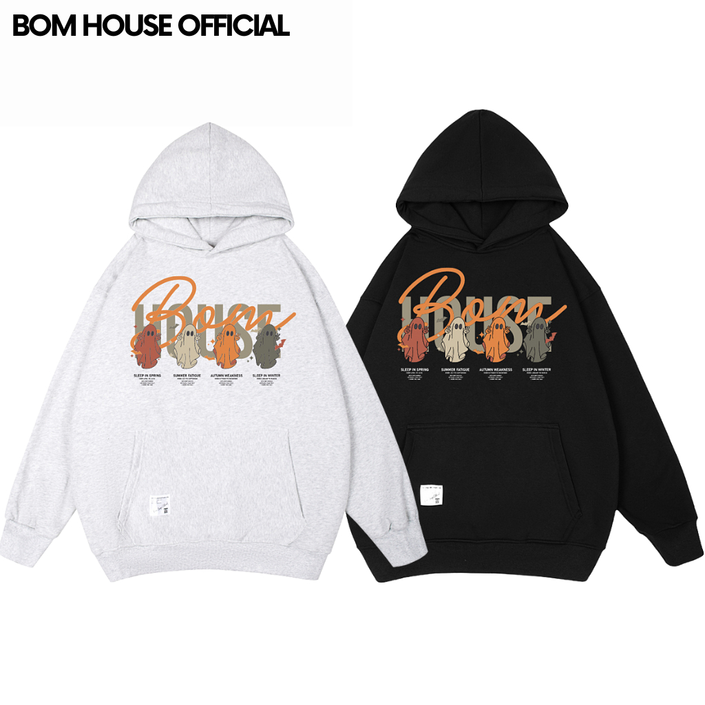 Áo Hoodie GHOST Local Brand Bom House Nam Nữ Form Rộng Unisex