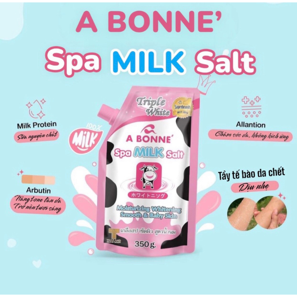 Muối Tắm Sữa Bò A Bonne - Tẩy Tế Bào Da Chết Body Cơ Thể Giúp Da Trắng Sáng Mềm Da Dưỡng Ẩm Spa Milk Salt Thái Lan 350gr