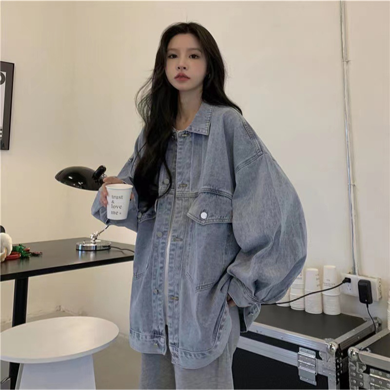 Áo Khoác Nữ Jean MIAA  unisex Form Rộng Nam Nữ , Áo khoác bò nữ form rộng chất jean dày dặn  Màu Xanh và Đen