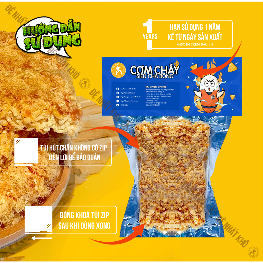 Cơm cháy siêu chà bông mắm hành 500g đồ ăn vặt Đệ Nhất Khô Đặc Sản Phan Thiết