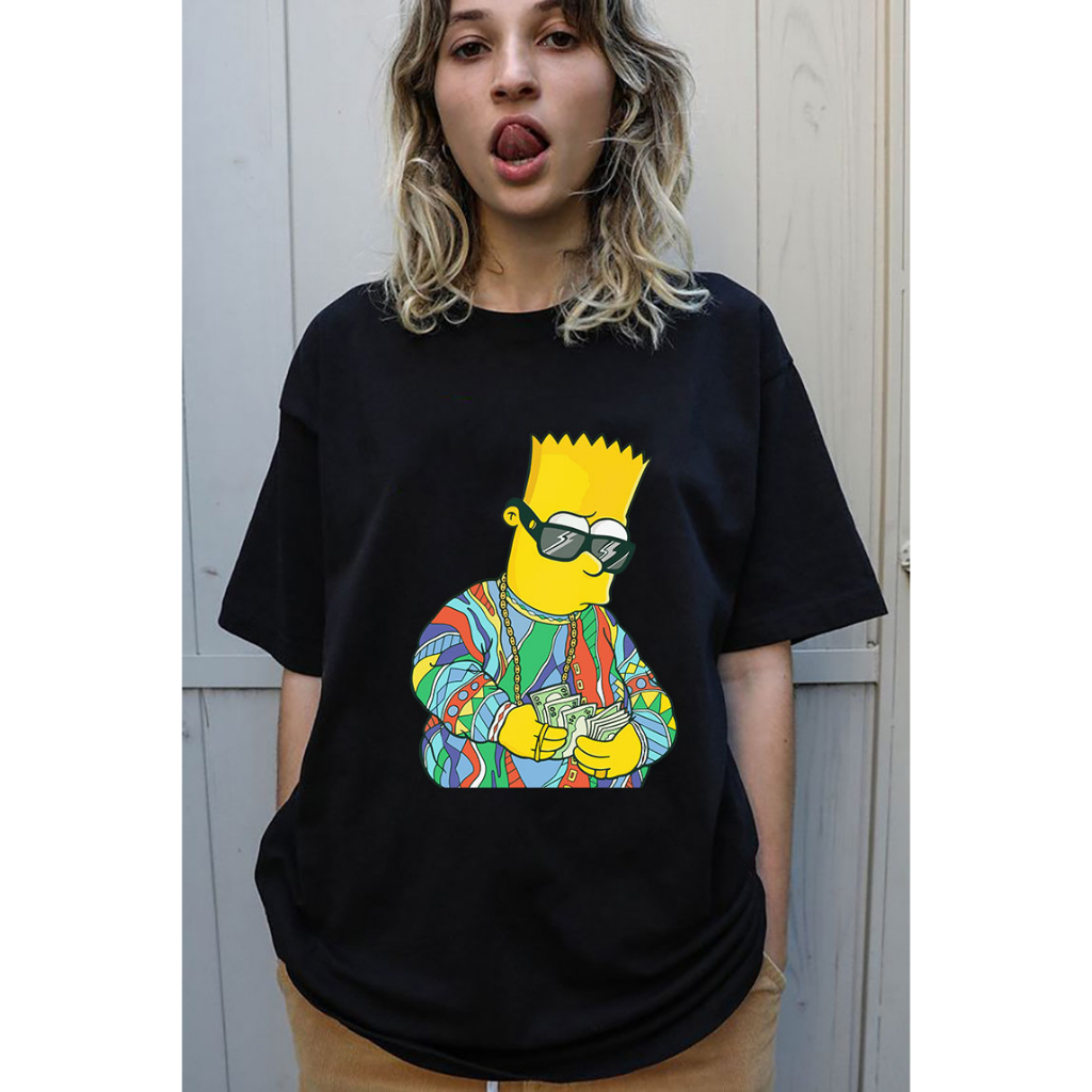 Áo Thun Unisex Simpson Đại Gia Dân Chơi Đường Phố Form Rộng Chất Vải Co Giãn Thoáng Mát Mềm Mịn
