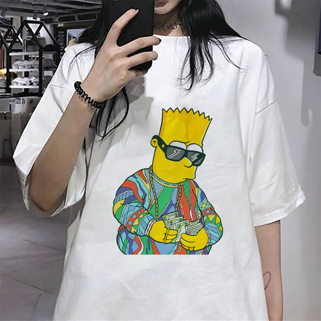 Áo Thun Unisex Simpson Đại Gia Dân Chơi Đường Phố Form Rộng Chất Vải Co Giãn Thoáng Mát Mềm Mịn