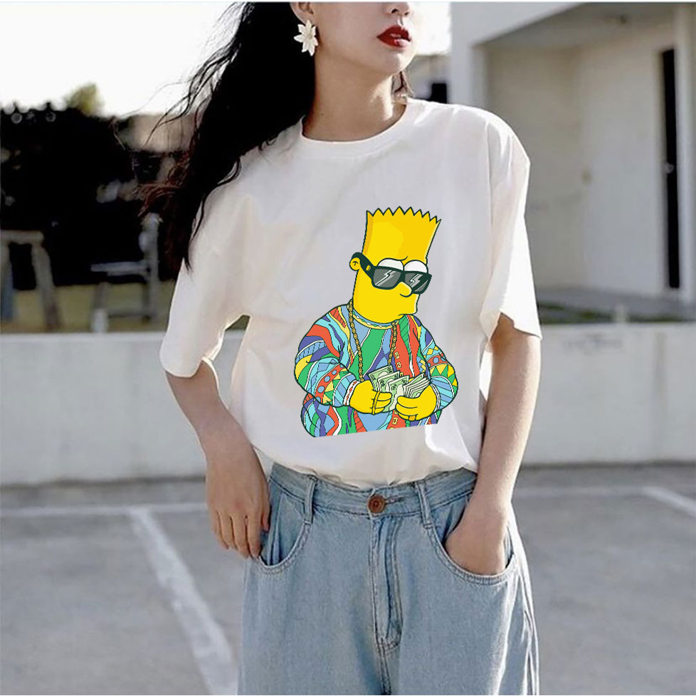 Áo Thun Unisex Simpson Đại Gia Dân Chơi Đường Phố Form Rộng Chất Vải Co Giãn Thoáng Mát Mềm Mịn
